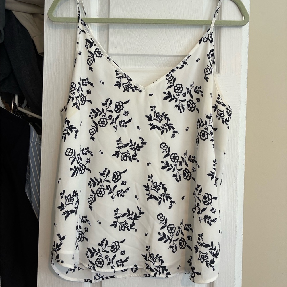 LOFT Black and White Sleeveless Camisole Top